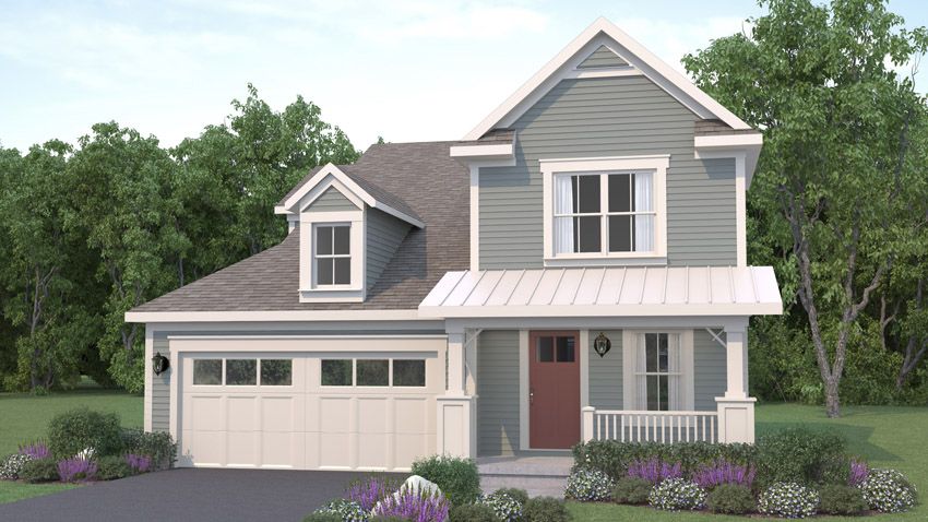 Exterior rendering of Jack Pine floor plan in the Country Exterior Style. 3 bed/2.5 bath floor plan